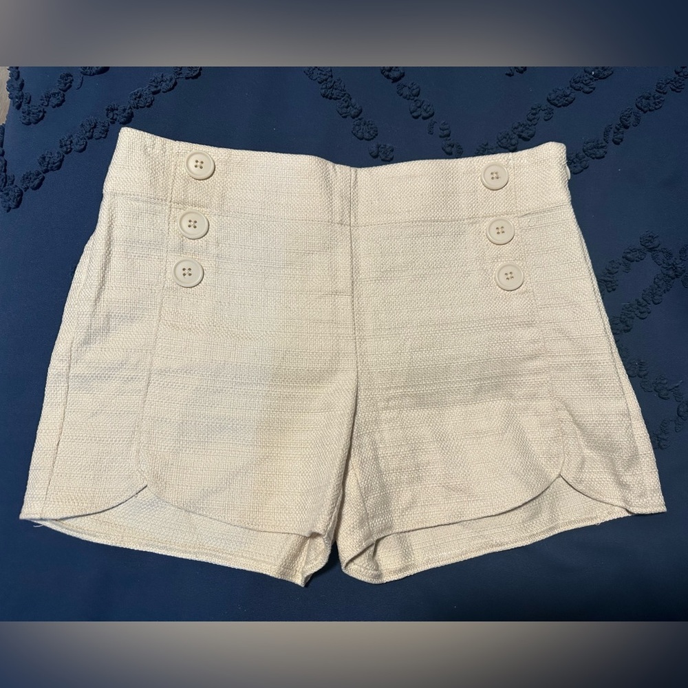 LOFT Cream High Waist Shorts